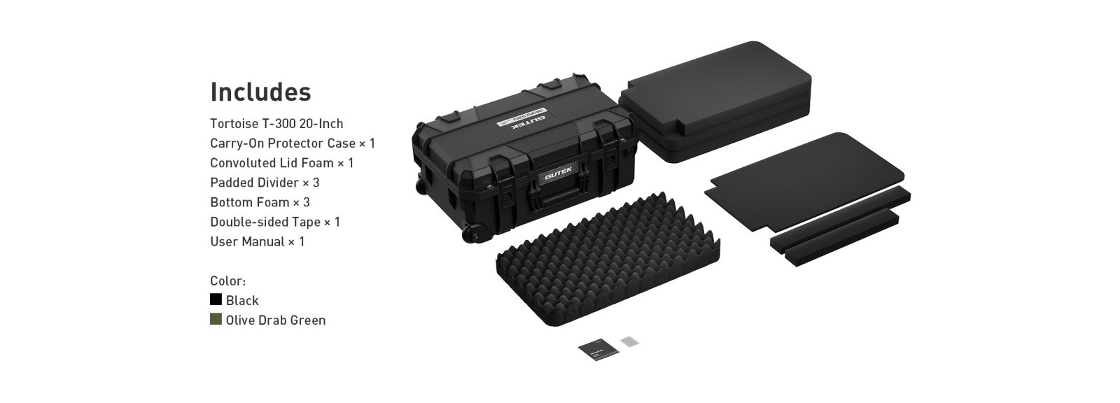 Gutek Tortoise T-300 OD Green Protective Case - GUTEK